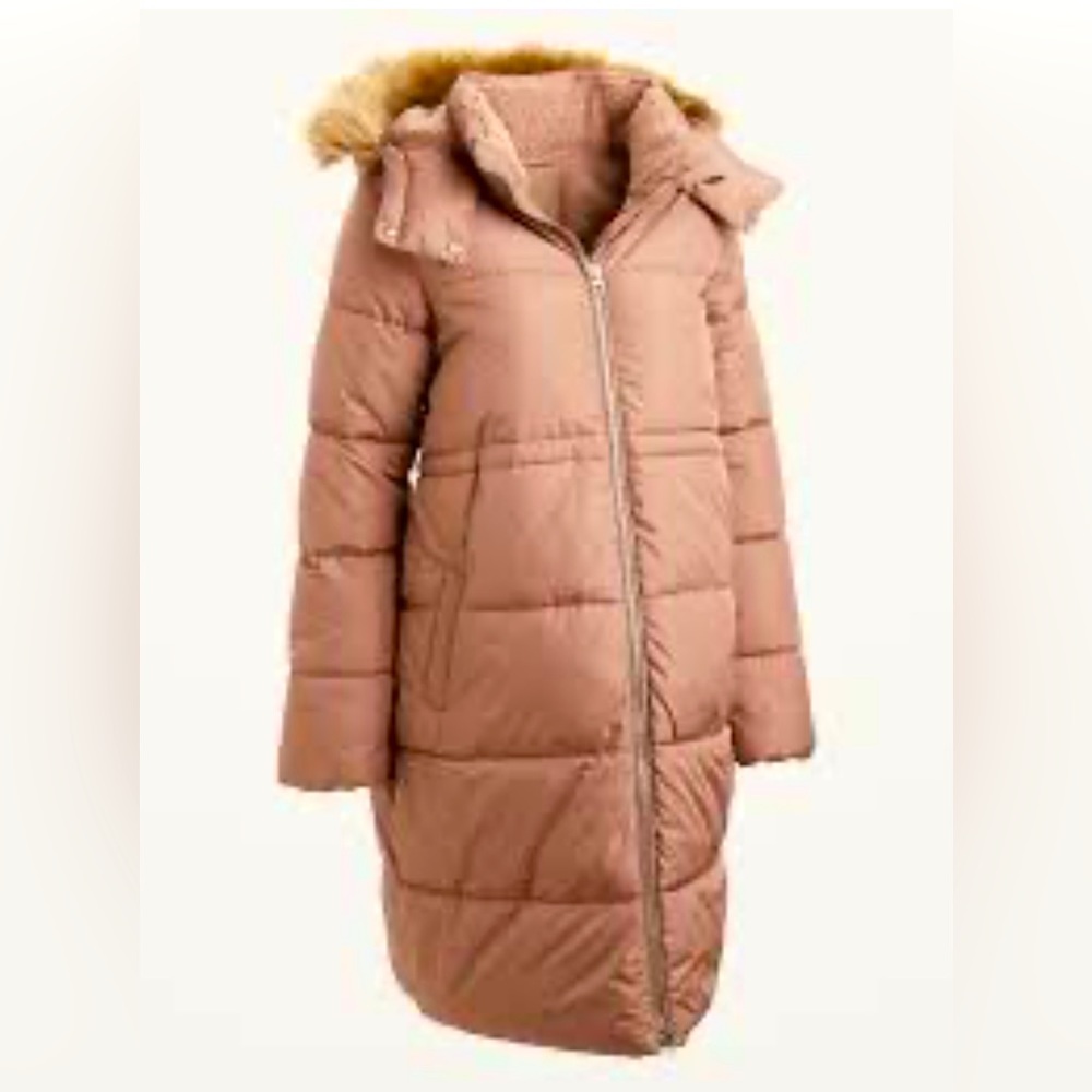 OLD NAVY MATERNITY FROST FREE BLUSH TONE LONG PUFFER COAT SIZE SMALL